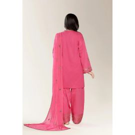 Embroidered Cambric-Fushia 3PC