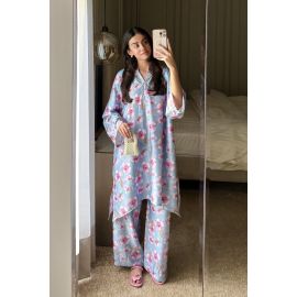 Printed Silk Grey 2PC