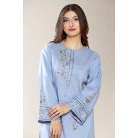 Embroidered Cambric-Lilac 2PC