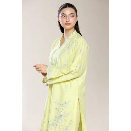 Embroidered Staple Cotton-Yellow 2PC