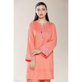 Embroidered Cambric-Coral 2PC