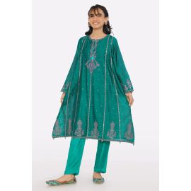 Green Embroidered Teens 2PC