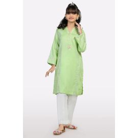 Green Embroidered Teens Kurti
