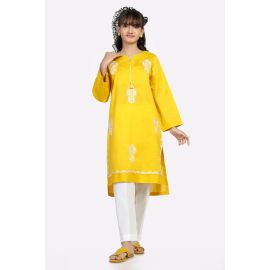 Yellow Embroidered Teens Kurti
