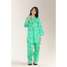 Printed Cambric Green Teens 2PC