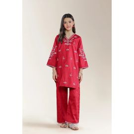 Embroidered Jacquard Red Teens 2PC