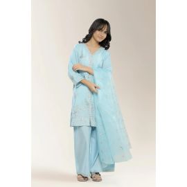 Embroidered Ice Blue Teens 3PC