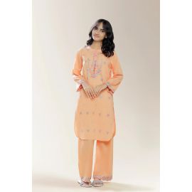 Embroidered Peach Teens 2PC