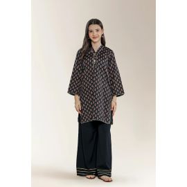 Printed Silk Black Teens 2PC