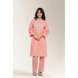 Embroidered Peach Teens 2PC