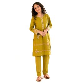 Olive Embroidered Teens 2PC