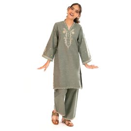 Green Embroidered Teens 2PC