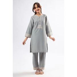 Grey Embroidered Teens 2PC