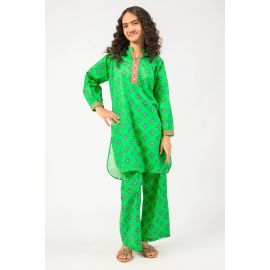 Parrot Green Printed Teens 2PC