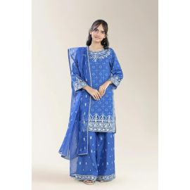 Embroidered Fancy Jacquard-Blue Teens 3PC