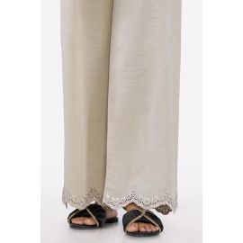 Beige Embroidered Trouser