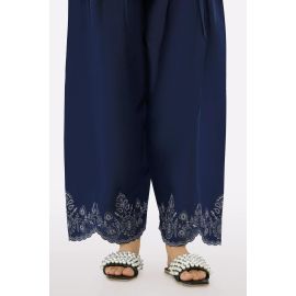 Navy Blue Embroidered Trouser