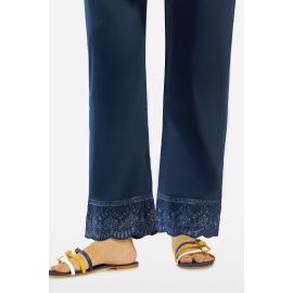 Navy Blue Embroidered Trouser