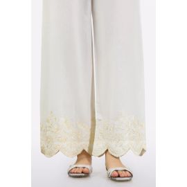 White Embroidered Trouser
