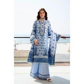 Printed Lawn-Light Blue Unstitched 3PC