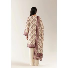 Printed Lawn-Beige Unstitched 3PC