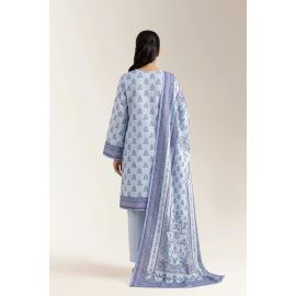 Printed Lawn-Sky Blue Unstitched 3PC
