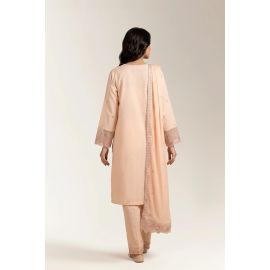 Embroidered Lurex-Peach Unstitched 3PC