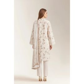 Printed Chikankari-Ivory Unstitched 3PC