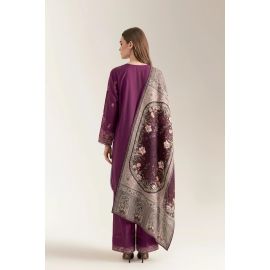 Embroidered Cambric-Magenta Unstitched 3PC