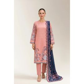 Printed Lawn-Peach Unstitched 3PC