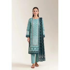 Printed Lawn-Sky Blue Unstitched 3PC