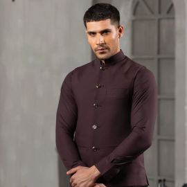 Chocolate Brown Kurta Pajama with Waistcoat